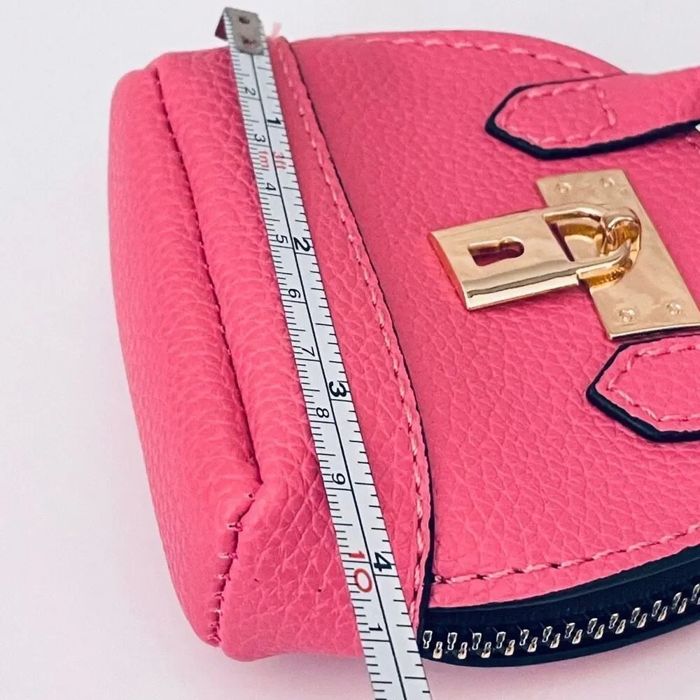 NWT Gorgeous Pink Pu Leather Purse Bag Charm Lobster Keyring Keyring Keyholder